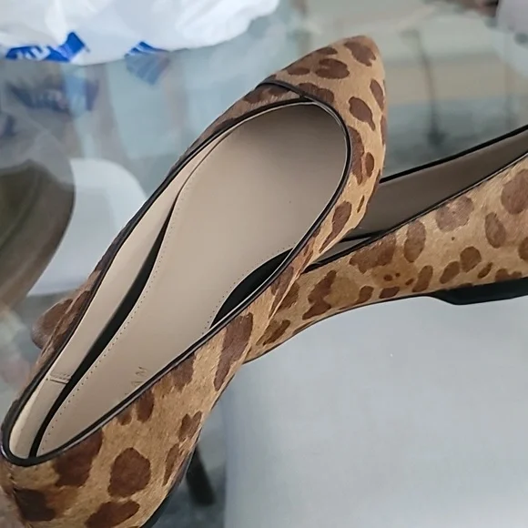 Cole Haan Women's Shoes 7B Brown Tan Leopard Skimmer Flat Leather Point Toe - Picture 4 of 12
